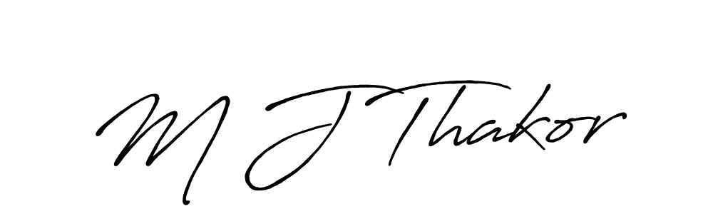 M J Thakor stylish signature style. Best Handwritten Sign (Antro_Vectra_Bolder) for my name. Handwritten Signature Collection Ideas for my name M J Thakor. M J Thakor signature style 7 images and pictures png