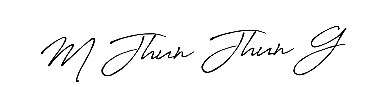 How to make M Jhun Jhun G name signature. Use Antro_Vectra_Bolder style for creating short signs online. This is the latest handwritten sign. M Jhun Jhun G signature style 7 images and pictures png