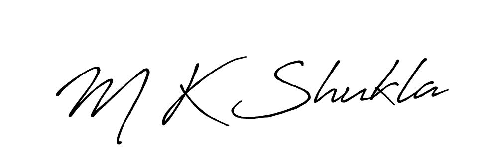 Make a beautiful signature design for name M K Shukla. With this signature (Antro_Vectra_Bolder) style, you can create a handwritten signature for free. M K Shukla signature style 7 images and pictures png