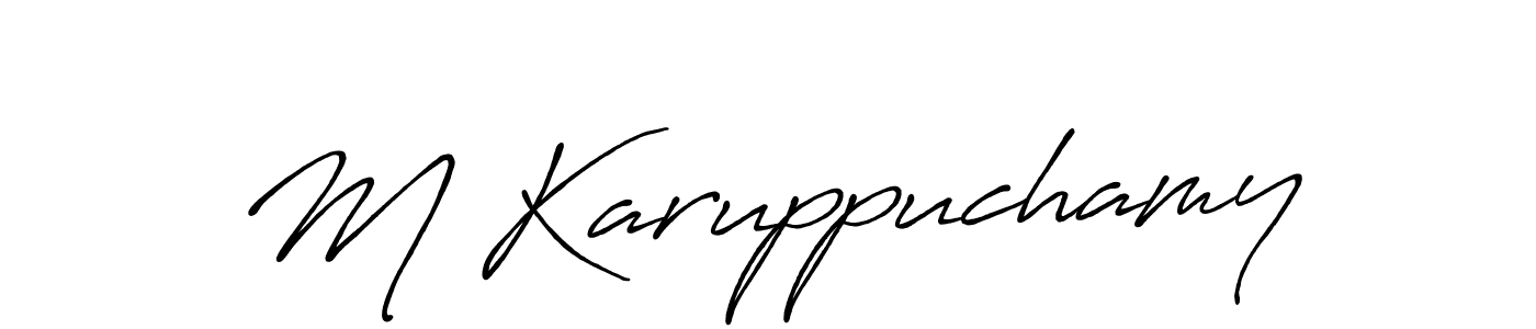 Design your own signature with our free online signature maker. With this signature software, you can create a handwritten (Antro_Vectra_Bolder) signature for name M Karuppuchamy. M Karuppuchamy signature style 7 images and pictures png