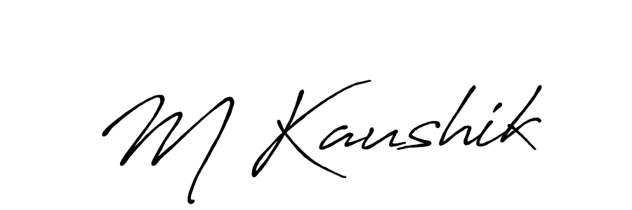 How to make M Kaushik name signature. Use Antro_Vectra_Bolder style for creating short signs online. This is the latest handwritten sign. M Kaushik signature style 7 images and pictures png