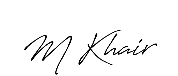 Use a signature maker to create a handwritten signature online. With this signature software, you can design (Antro_Vectra_Bolder) your own signature for name M Khair. M Khair signature style 7 images and pictures png