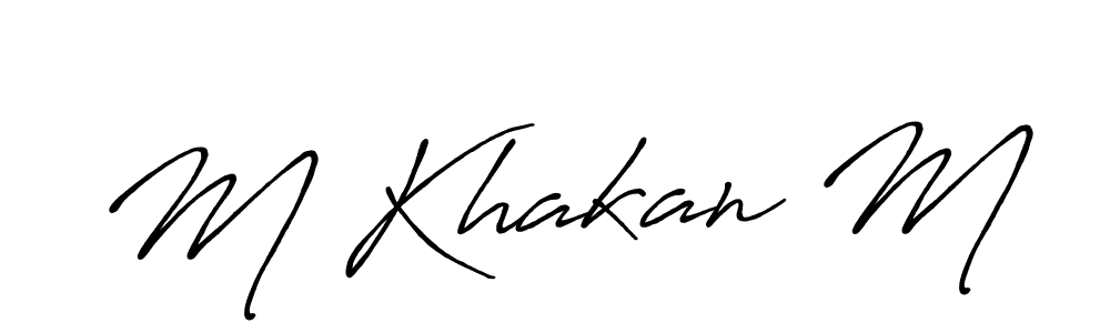 How to make M Khakan M name signature. Use Antro_Vectra_Bolder style for creating short signs online. This is the latest handwritten sign. M Khakan M signature style 7 images and pictures png