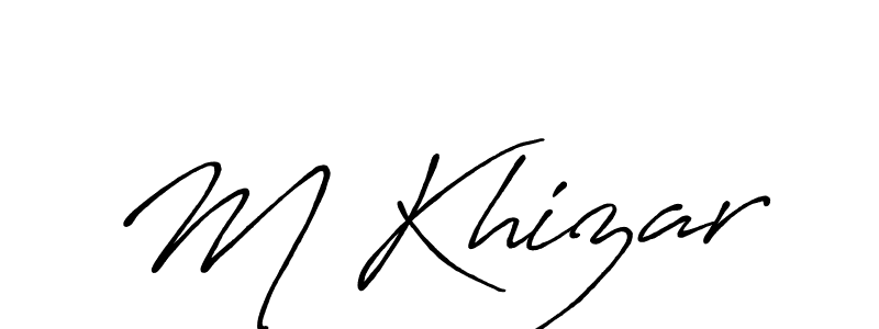 Antro_Vectra_Bolder is a professional signature style that is perfect for those who want to add a touch of class to their signature. It is also a great choice for those who want to make their signature more unique. Get M Khizar name to fancy signature for free. M Khizar signature style 7 images and pictures png