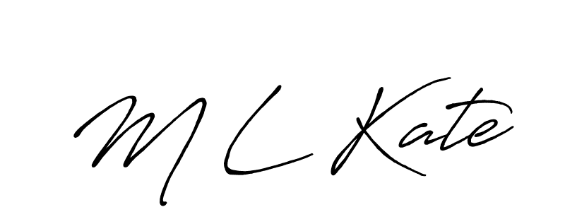 The best way (Antro_Vectra_Bolder) to make a short signature is to pick only two or three words in your name. The name M L Kate include a total of six letters. For converting this name. M L Kate signature style 7 images and pictures png