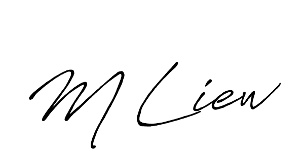 Make a beautiful signature design for name M Liew. With this signature (Antro_Vectra_Bolder) style, you can create a handwritten signature for free. M Liew signature style 7 images and pictures png