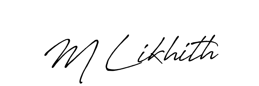 The best way (Antro_Vectra_Bolder) to make a short signature is to pick only two or three words in your name. The name M Likhith include a total of six letters. For converting this name. M Likhith signature style 7 images and pictures png