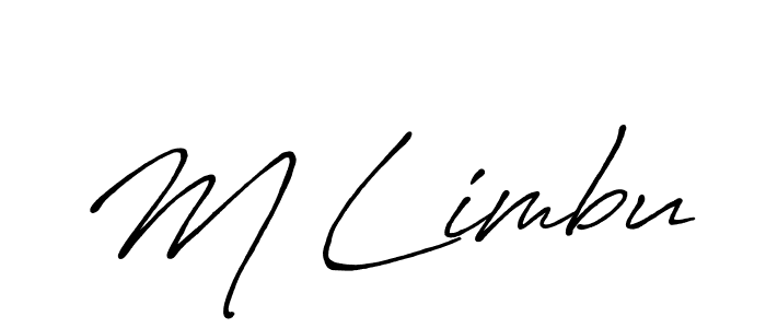 How to make M Limbu name signature. Use Antro_Vectra_Bolder style for creating short signs online. This is the latest handwritten sign. M Limbu signature style 7 images and pictures png
