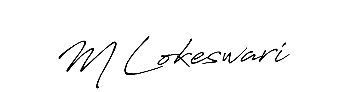 if you are searching for the best signature style for your name M Lokeswari. so please give up your signature search. here we have designed multiple signature styles  using Antro_Vectra_Bolder. M Lokeswari signature style 7 images and pictures png