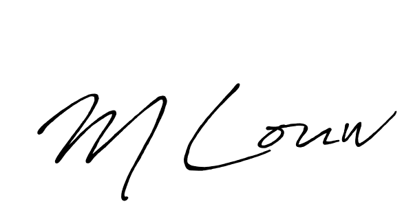 The best way (Antro_Vectra_Bolder) to make a short signature is to pick only two or three words in your name. The name M Louw include a total of six letters. For converting this name. M Louw signature style 7 images and pictures png