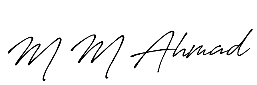 How to make M M Ahmad name signature. Use Antro_Vectra_Bolder style for creating short signs online. This is the latest handwritten sign. M M Ahmad signature style 7 images and pictures png