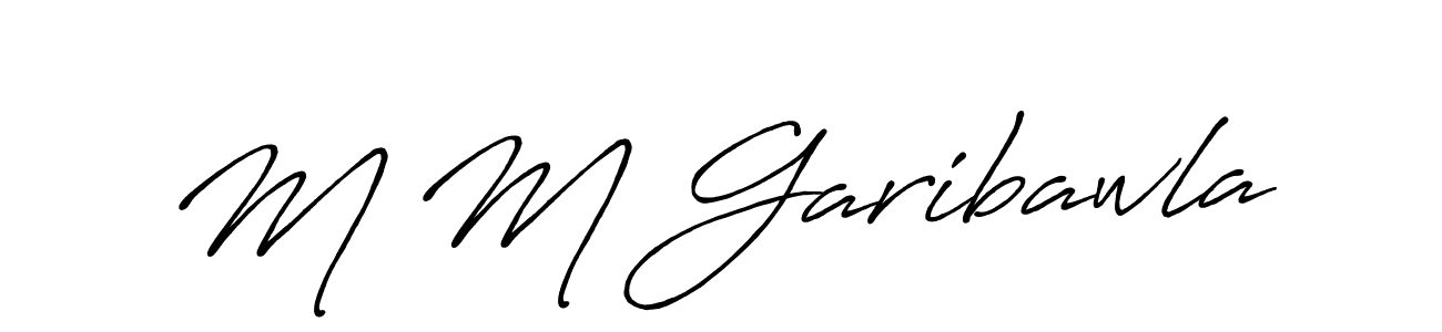 The best way (Antro_Vectra_Bolder) to make a short signature is to pick only two or three words in your name. The name M M Garibawla include a total of six letters. For converting this name. M M Garibawla signature style 7 images and pictures png