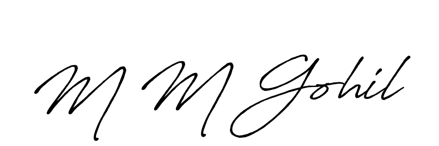 Use a signature maker to create a handwritten signature online. With this signature software, you can design (Antro_Vectra_Bolder) your own signature for name M M Gohil. M M Gohil signature style 7 images and pictures png