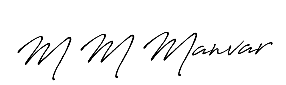 Make a beautiful signature design for name M M Manvar. With this signature (Antro_Vectra_Bolder) style, you can create a handwritten signature for free. M M Manvar signature style 7 images and pictures png