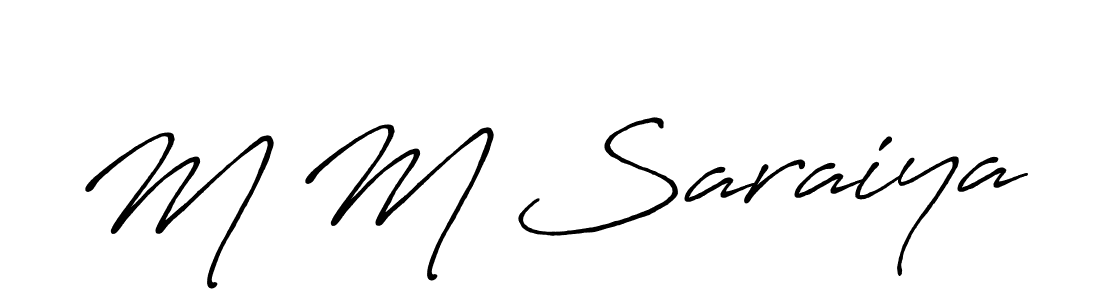 How to make M M Saraiya name signature. Use Antro_Vectra_Bolder style for creating short signs online. This is the latest handwritten sign. M M Saraiya signature style 7 images and pictures png