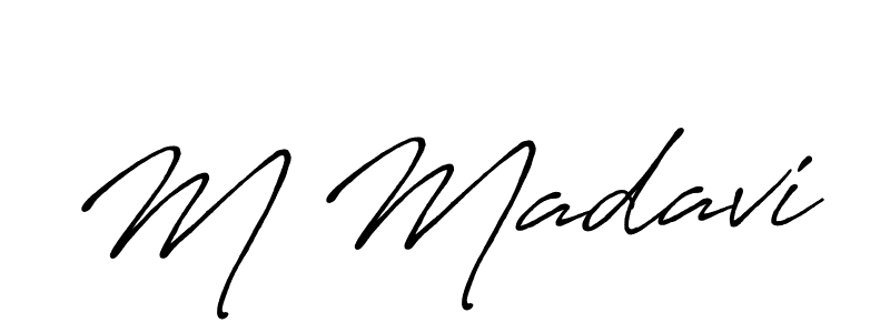 if you are searching for the best signature style for your name M Madavi. so please give up your signature search. here we have designed multiple signature styles  using Antro_Vectra_Bolder. M Madavi signature style 7 images and pictures png