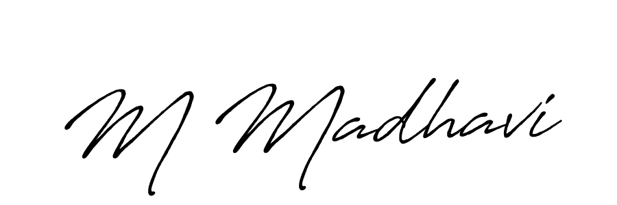 M Madhavi stylish signature style. Best Handwritten Sign (Antro_Vectra_Bolder) for my name. Handwritten Signature Collection Ideas for my name M Madhavi. M Madhavi signature style 7 images and pictures png