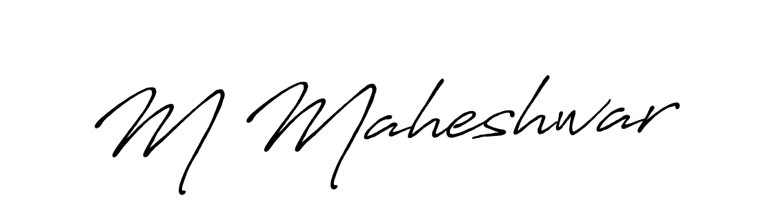 The best way (Antro_Vectra_Bolder) to make a short signature is to pick only two or three words in your name. The name M Maheshwar include a total of six letters. For converting this name. M Maheshwar signature style 7 images and pictures png