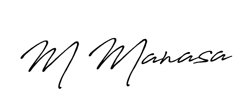 Make a beautiful signature design for name M Manasa. With this signature (Antro_Vectra_Bolder) style, you can create a handwritten signature for free. M Manasa signature style 7 images and pictures png