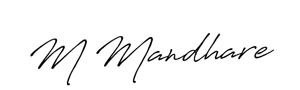 How to make M Mandhare name signature. Use Antro_Vectra_Bolder style for creating short signs online. This is the latest handwritten sign. M Mandhare signature style 7 images and pictures png