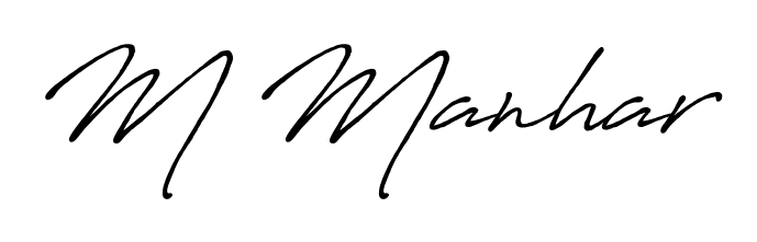 The Antro_Vectra_Bolder signature style provides a bold statement for name M Manhar. Designed for business owners, executives, and leaders. M Manhar signature style 7 images and pictures png