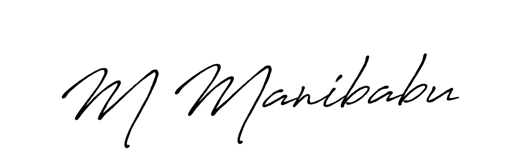 How to make M Manibabu name signature. Use Antro_Vectra_Bolder style for creating short signs online. This is the latest handwritten sign. M Manibabu signature style 7 images and pictures png