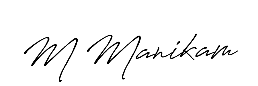 Use a signature maker to create a handwritten signature online. With this signature software, you can design (Antro_Vectra_Bolder) your own signature for name M Manikam. M Manikam signature style 7 images and pictures png