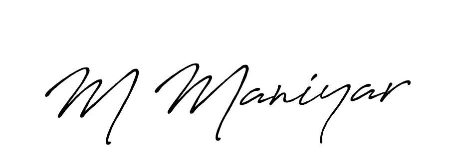 You should practise on your own different ways (Antro_Vectra_Bolder) to write your name (M Maniyar) in signature. don't let someone else do it for you. M Maniyar signature style 7 images and pictures png