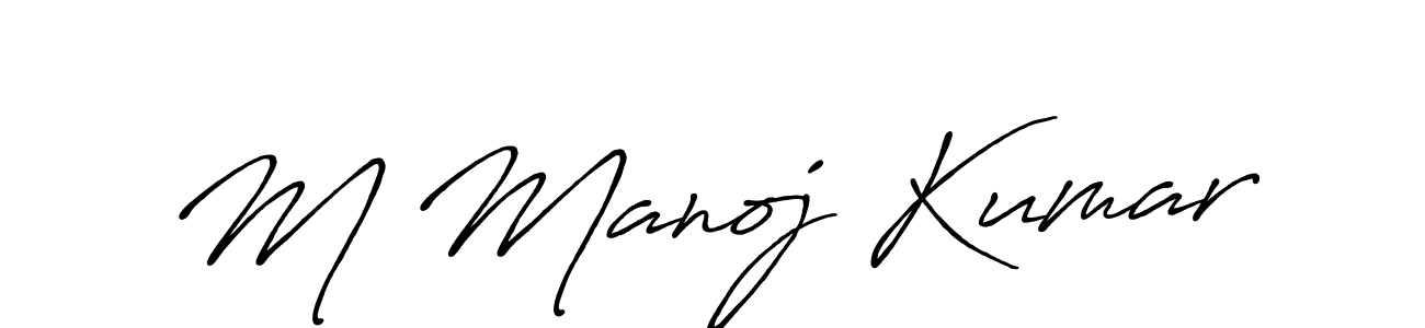 How to make M Manoj Kumar signature? Antro_Vectra_Bolder is a professional autograph style. Create handwritten signature for M Manoj Kumar name. M Manoj Kumar signature style 7 images and pictures png