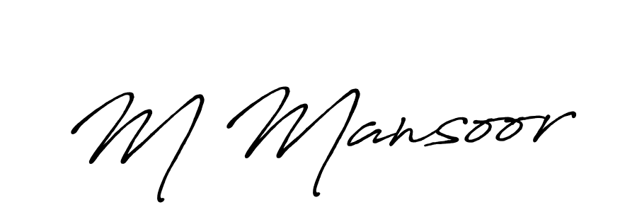 Create a beautiful signature design for name M Mansoor. With this signature (Antro_Vectra_Bolder) fonts, you can make a handwritten signature for free. M Mansoor signature style 7 images and pictures png