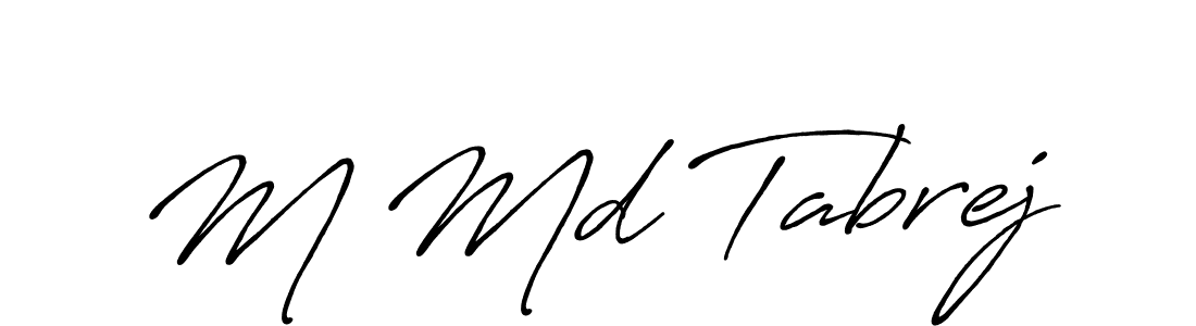 The best way (Antro_Vectra_Bolder) to make a short signature is to pick only two or three words in your name. The name M Md Tabrej include a total of six letters. For converting this name. M Md Tabrej signature style 7 images and pictures png