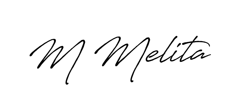 How to make M Melita signature? Antro_Vectra_Bolder is a professional autograph style. Create handwritten signature for M Melita name. M Melita signature style 7 images and pictures png