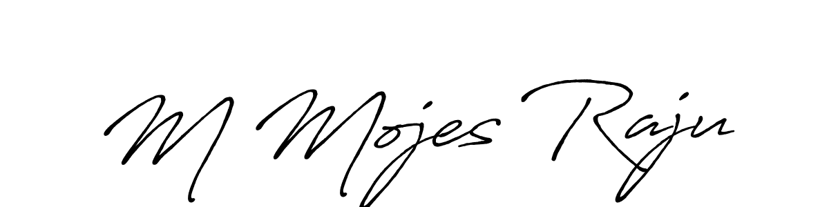 Create a beautiful signature design for name M Mojes Raju. With this signature (Antro_Vectra_Bolder) fonts, you can make a handwritten signature for free. M Mojes Raju signature style 7 images and pictures png