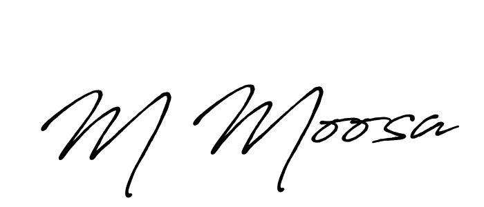 How to make M Moosa name signature. Use Antro_Vectra_Bolder style for creating short signs online. This is the latest handwritten sign. M Moosa signature style 7 images and pictures png