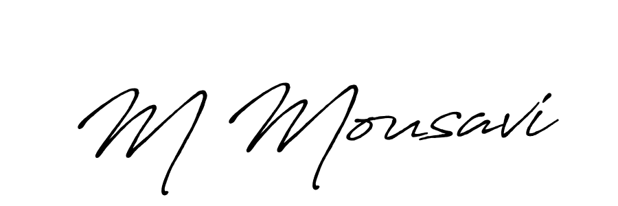 if you are searching for the best signature style for your name M Mousavi. so please give up your signature search. here we have designed multiple signature styles  using Antro_Vectra_Bolder. M Mousavi signature style 7 images and pictures png