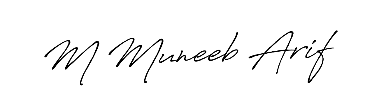 Make a short M Muneeb Arif signature style. Manage your documents anywhere anytime using Antro_Vectra_Bolder. Create and add eSignatures, submit forms, share and send files easily. M Muneeb Arif signature style 7 images and pictures png