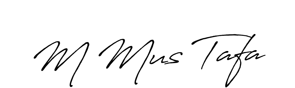 How to make M Mus Tafa name signature. Use Antro_Vectra_Bolder style for creating short signs online. This is the latest handwritten sign. M Mus Tafa signature style 7 images and pictures png