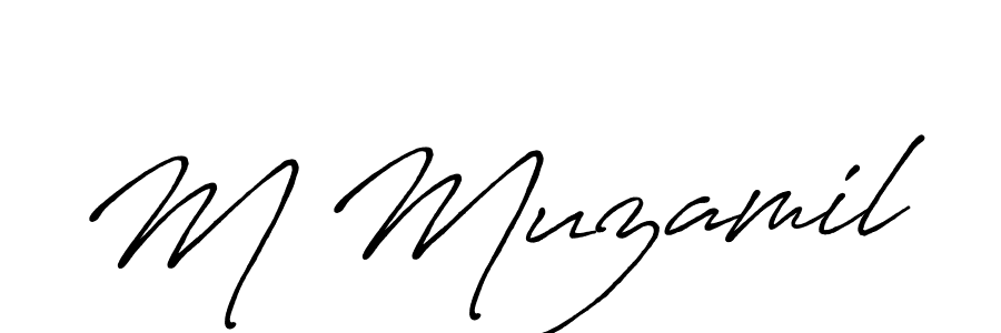 if you are searching for the best signature style for your name M Muzamil. so please give up your signature search. here we have designed multiple signature styles  using Antro_Vectra_Bolder. M Muzamil signature style 7 images and pictures png