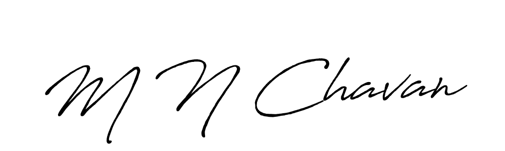 The best way (Antro_Vectra_Bolder) to make a short signature is to pick only two or three words in your name. The name M N Chavan include a total of six letters. For converting this name. M N Chavan signature style 7 images and pictures png