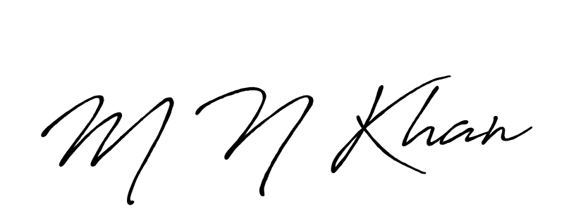 The best way (Antro_Vectra_Bolder) to make a short signature is to pick only two or three words in your name. The name M N Khan include a total of six letters. For converting this name. M N Khan signature style 7 images and pictures png