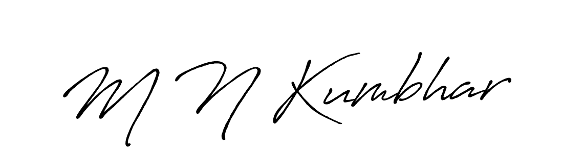 How to make M N Kumbhar name signature. Use Antro_Vectra_Bolder style for creating short signs online. This is the latest handwritten sign. M N Kumbhar signature style 7 images and pictures png