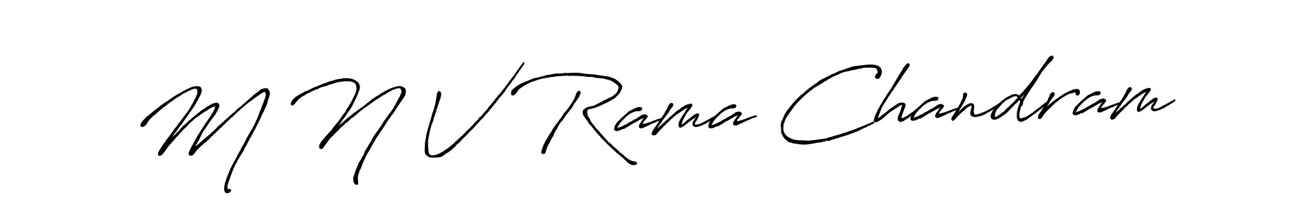 The best way (Antro_Vectra_Bolder) to make a short signature is to pick only two or three words in your name. The name M N V Rama Chandram include a total of six letters. For converting this name. M N V Rama Chandram signature style 7 images and pictures png