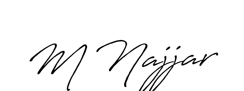 Use a signature maker to create a handwritten signature online. With this signature software, you can design (Antro_Vectra_Bolder) your own signature for name M Najjar. M Najjar signature style 7 images and pictures png