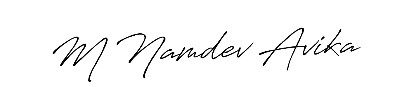 Use a signature maker to create a handwritten signature online. With this signature software, you can design (Antro_Vectra_Bolder) your own signature for name M Namdev Avika. M Namdev Avika signature style 7 images and pictures png