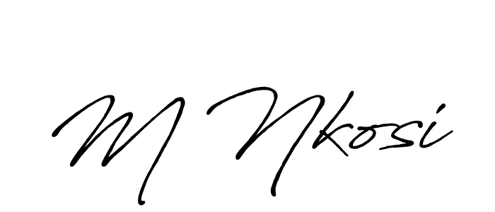 How to make M Nkosi name signature. Use Antro_Vectra_Bolder style for creating short signs online. This is the latest handwritten sign. M Nkosi signature style 7 images and pictures png