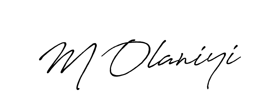 Use a signature maker to create a handwritten signature online. With this signature software, you can design (Antro_Vectra_Bolder) your own signature for name M Olaniyi. M Olaniyi signature style 7 images and pictures png