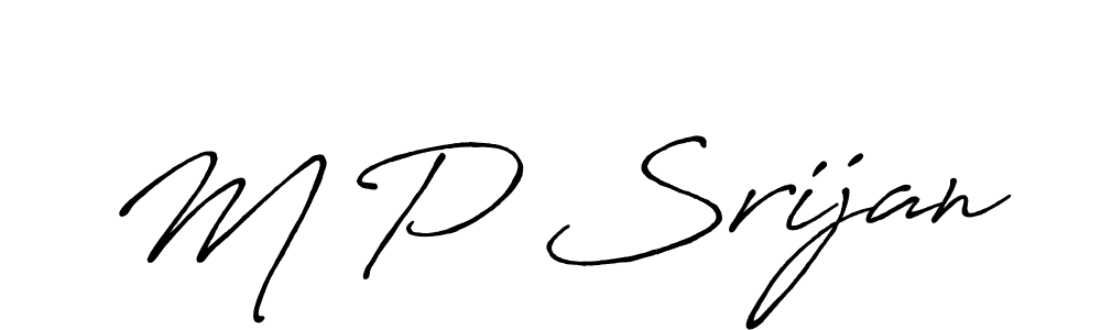 Create a beautiful signature design for name M P Srijan. With this signature (Antro_Vectra_Bolder) fonts, you can make a handwritten signature for free. M P Srijan signature style 7 images and pictures png