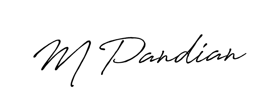 Use a signature maker to create a handwritten signature online. With this signature software, you can design (Antro_Vectra_Bolder) your own signature for name M Pandian. M Pandian signature style 7 images and pictures png