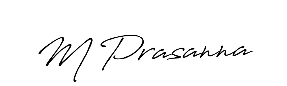 Use a signature maker to create a handwritten signature online. With this signature software, you can design (Antro_Vectra_Bolder) your own signature for name M Prasanna. M Prasanna signature style 7 images and pictures png