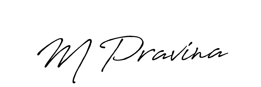 The best way (Antro_Vectra_Bolder) to make a short signature is to pick only two or three words in your name. The name M Pravina include a total of six letters. For converting this name. M Pravina signature style 7 images and pictures png